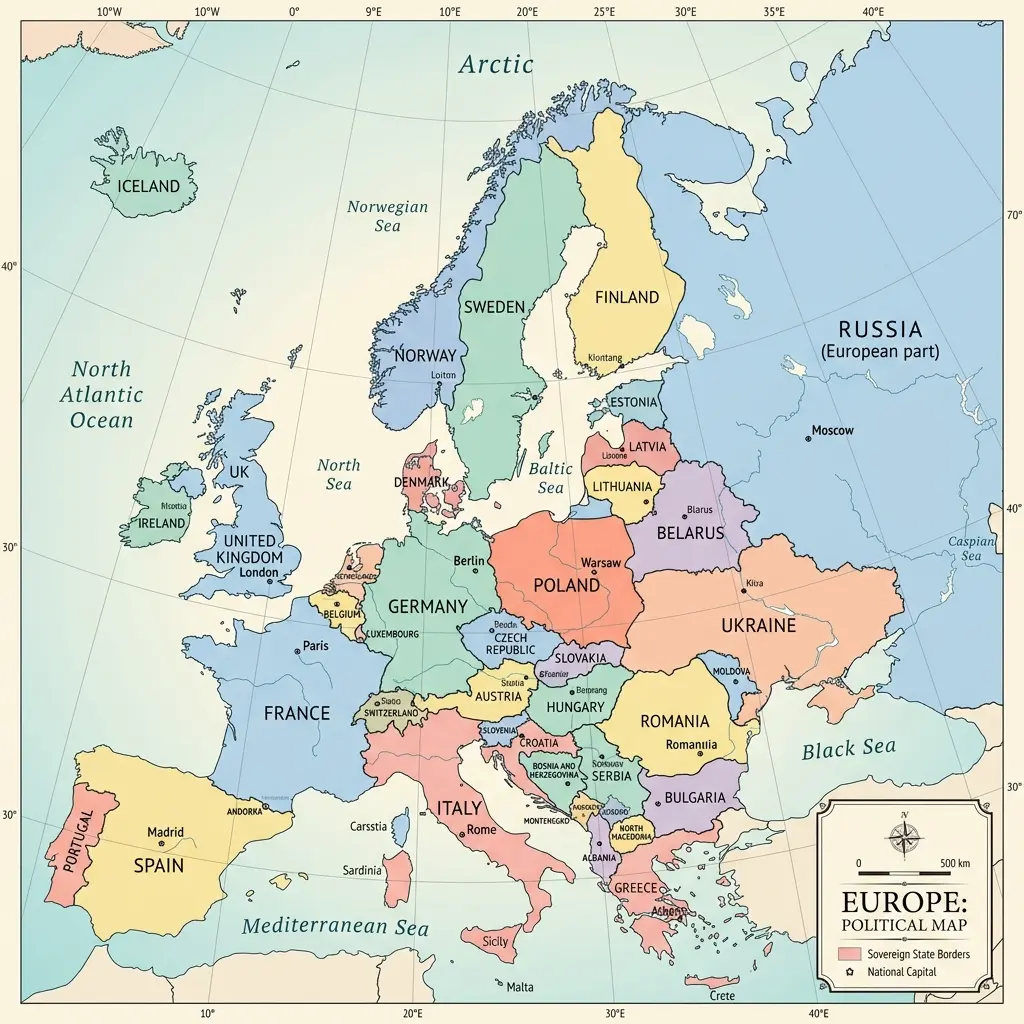 Static Political Map of Europe